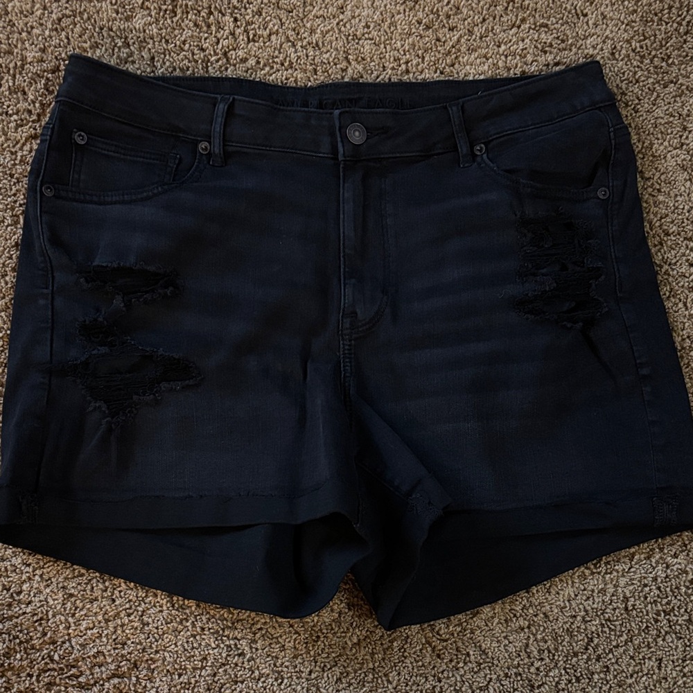 Black Distressed Women's Shorts